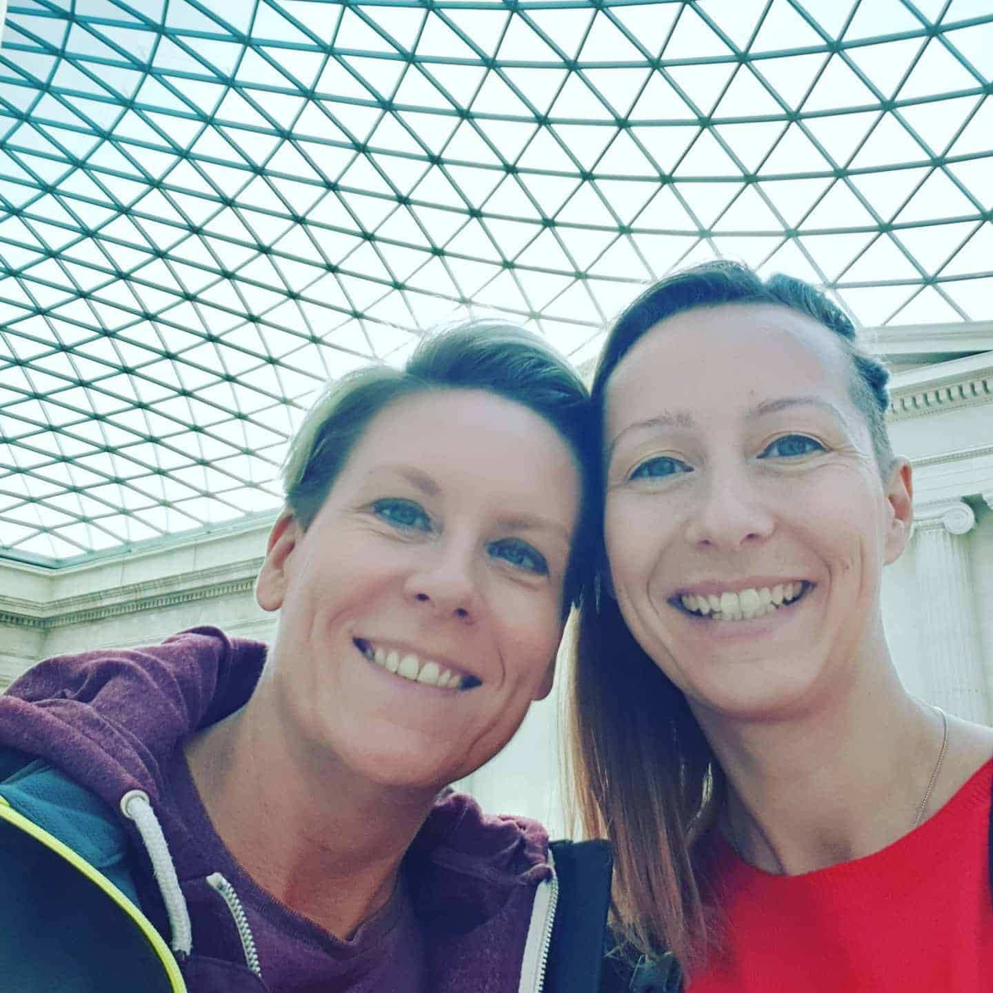 Clare and her partner at the British Museum