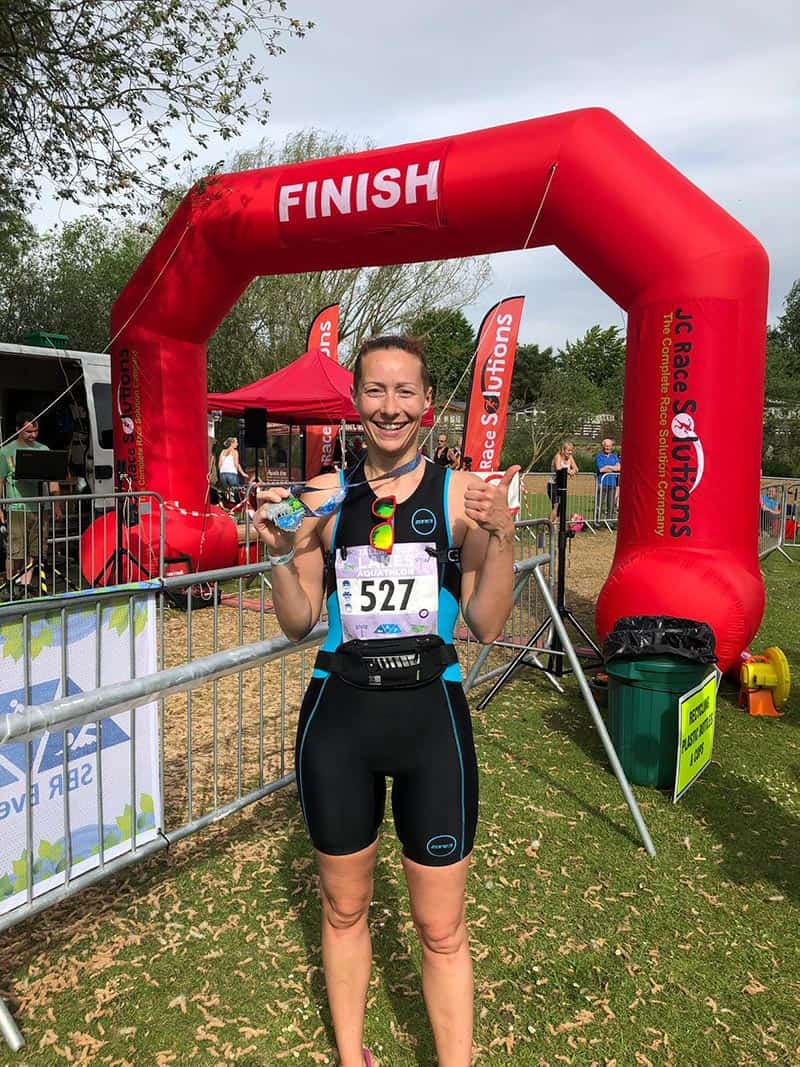 Clare at her first triathlon